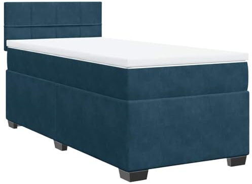 vidaXL Boxspringbett mit Matratze Blau 100x200 cm Samt