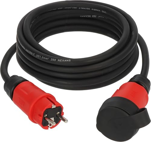 Brennenstuhl Professional Verlängerungskabel VN 1110 IP44, 5m | Kabel H07RN-F 3G1,5 in schwarz, Baustelleneinsatz und ständiger Einsatz im Freien, Made in Germany