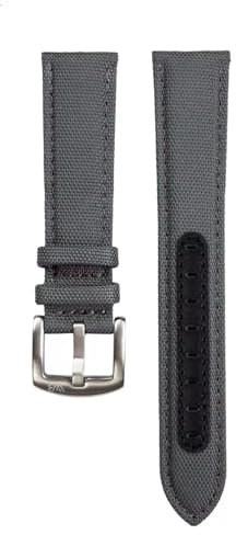 WB Original Premium Segeltuch-Uhrenarmband | Dunkelgrau - 20 mm - Schließe: Silber Gebürstet | Cordura, Leder | Ersatz-Armband