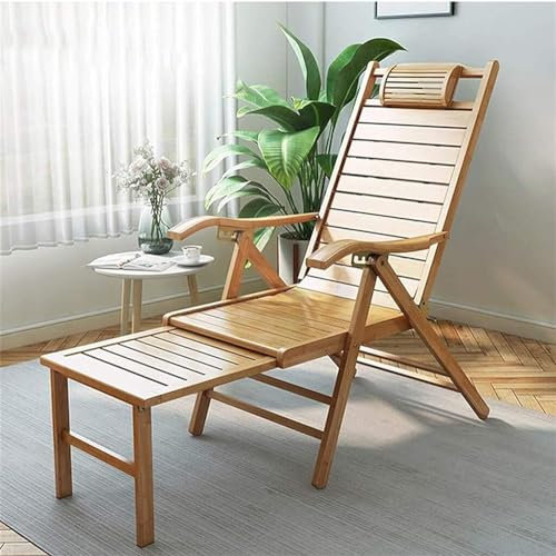 Verstellbarer Relaxsessel, zusammenklappbarer Bambus-Lounge-Sitz, für den Außenbereich, Garten, Terrasse, tragbare Liege für Wohnzimmer