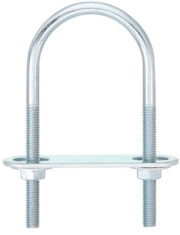 sourcing map Round U-Bolts, 1 Set 40mm Inner Width 90mm Length M6 Zinc-Plated Carbon Steel U Clamp Bolt with Nuts and Plates, for Boat Trailer