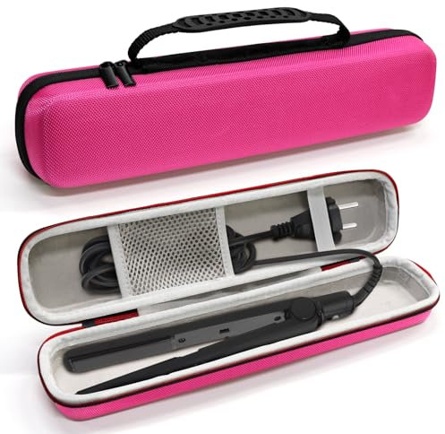 AOUTACC Hair Straightener Case,EVA Shockproof Hard Carry Case for Classic Styler,Hair Straightener Travel Bag (Accessories Not Include,Pink)