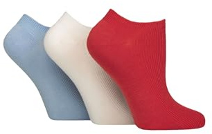 Elle Ladies No Show Socks - Soft Breathable Cooling Bamboo, Ribbed, Low, Trainer, Plain and Colourful in a Multipack of 3 Size 4-8