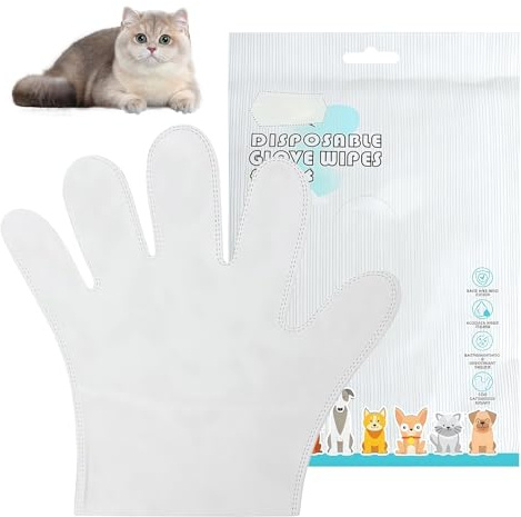 Pet Wipes für Hunde und Katzen, Waschhandschuhe Einweg für Bad und Pflege, Pet Grooming Gloves Haustiere Desodorierende Abwischtücher für Pfoten, Fell, Gesicht, Ohren, Po und Körper (30 Stück)
