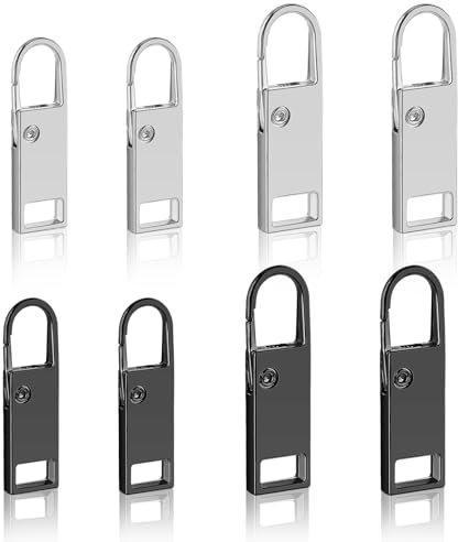 TYBYBB Tirette Fermeture Eclair Remplacement 8 Pièces - Attache Amovible et Boucle Détachable pour Vêtements, Jeans, Valises