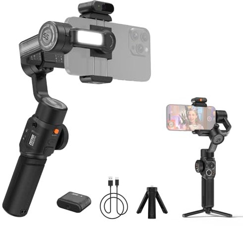 HUIOP SMOOTH 5S AI COMBO Estabilizador de cardán portátil de 3 ejes para teléfono Vlog Gimbal vibración Seguimiento Al Control de gestos Luz de relleno LED incorporada con mini trípode Máx.