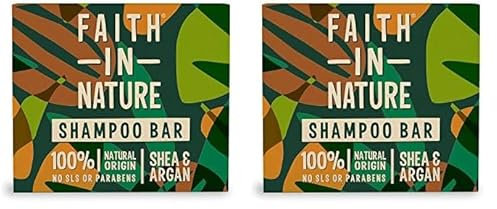 Faith In Nature Natural Shea and Argan Shampoo Bar, Nourishing, Vegan and Cruelty Free, No SLS or Parabens, For Dry to Very Dry Hair, 85 g (Pack of 2)