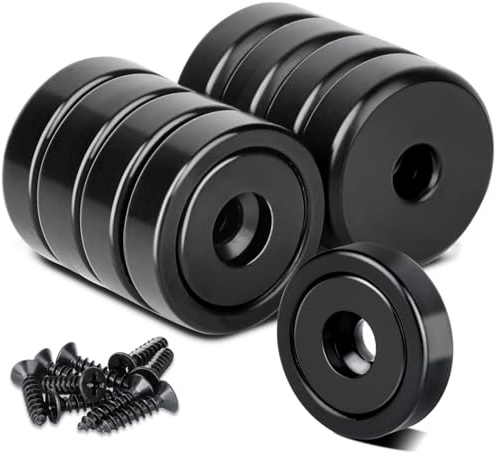 Aenienoe Magnet 20mm Neodym Magnete Extra Stark mit Loch 10kg Magnet zum Anschrauben Starke Magnete zum Schrauben Topfmagnet für Werkstatteinrichtung 8 Stück Schwarz