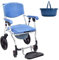 Duschstuhl mit Rollen Klappbar, Toilettenstuhl mit Rollen für Senioren mit Rollen, Toilettenstühle mit Armlehne Duschstuhl Rückenlehne und Toiletteneimer, Belastung 120 kg (blue3)