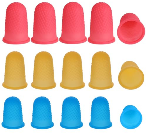Ptwola 15 Stück Gummi Finger Tip Pads Silikon Fingerschutz Fingerkappen Zählfinger Wiederver Fingerkissen Griffe für Papierkram Schneiden Geldzählen Schreiben Sortieren Heißklebe Blattwender