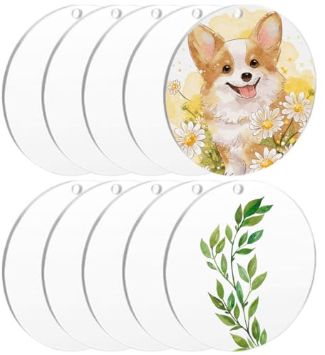 10 Stück Acrylscheibe Rund mit Loch, 15cm Klare Acrylplatte, 2mm Dick | Transparent Acryl Rohlinge Scheiben, Acryl Scheiben für DIY Malerei, Bildrahmen, Basteln, Handwerk