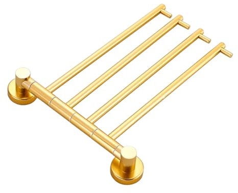 HZEPDVT Porte-Serviettes Rotatif, Barre Porte-Serviettes en Aluminium, antirouille, Montage Mural, 35 cm, doré(Gold)