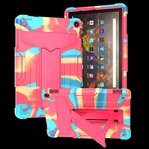 Custodia per tablet Custodia compatibile con custodia Kindle Fire HD 10/Fire HD 10 Plus 10.1 (versione modello 2021), con cavalletto Custodia ibrida a tre strati Custodia robusta antiurto Protezione