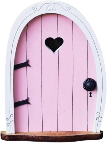 Pink Streak Mini Fairy Garden Door for Tree, 3D Miniature Fairy Door for Fairytale Tiny House Doors, Bonsai Terrarium Micro Landscape Decoration Accessories Garden Miniatures