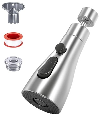 Jomdjmskes Rompigetto Rubinetto Cucina 360°, Girevole Aeratore Universali Rubinetto Filtro Anti Spruzzo 3 Modalità Aeratore Strati Filtraggio Rete, Soffione Lavandino Lavello Estensione