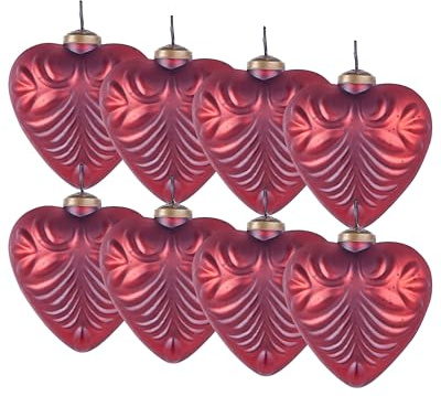 Beliani Weihnachtskugel Rot Glas Handgemachte Christbaumkugeln (8er Pack) | Gefärbt, Handgefertigt, Benötigt keine Montage, 11 x 10 x 13 cm