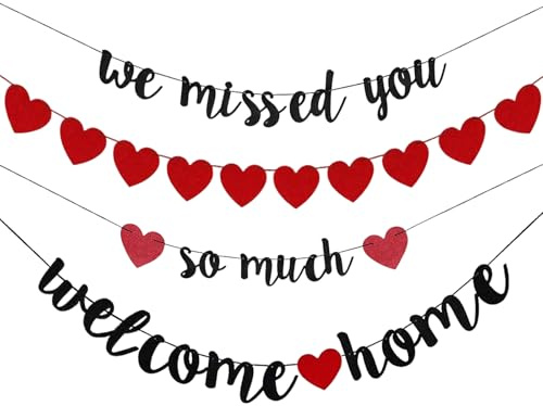 Willkommen Zurück Deko Set, Willkommen Zuhause Girlande, Herzlich Welcome Back Girlande We Missed You So Much Banner für Rückkehr Familienfeiern Party Dekoration