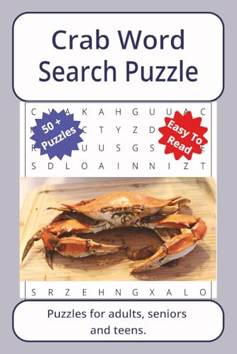 Crab Word Search Puzzle: Word searches about Crab, with easy to read print | 6 x 9 inches. 110 pages | 50+ puzzles _ Gifts for Vacations, Holidays. (Animals Series Word Search Puzzles)