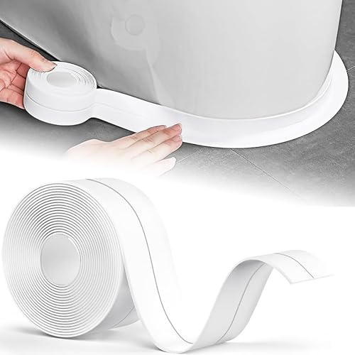 GIUSOBG Bianco Cinta Selladora Baño,5M Cinta Impermeable Autoadhesiva Baño Cocina 36 mm Zocalo Cocina de Sellado Impermeable Antimoho,para Bañera Lavabo Esquina Pared Ventana (Bianco)