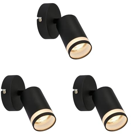 BRILONER - Wandleuchte innen mit seitl. Lichtauslass, schwenkbar, GU10, Leselampe, Wohnzimmerlampe, Lampe, Wandlampe, Küchenlampe, Flurlampe, Schlafzimmer, Wandbeleuchtung, 8x16 cm, Schwarz