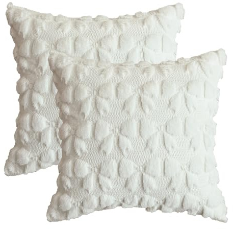 OuryTech Kissenbezug, 2 Stück Clean Girl Room Decor Kissenbezug 45 x 45, Aesthetic Dekokissen Für Zimmer Deko In Creme Weiß