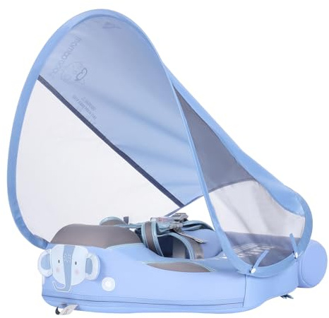 Horett Mambobaby Baby-Schwimmschwimmer, Wasserdichter -Schwimmtrainer mit Baldachin für 3–24 Monate Alte Babys, und Mädchen (Blau)
