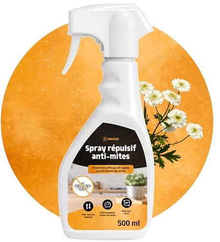 Spray répulsif anti-mites 500 ml - Protection efficace contre mites des vêtements & alimentaires - Plus efficace que les pièges à mites - Pour armoires & réserves