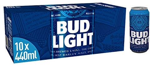 Bud Light Lager Beer Can, 10 x 440ml