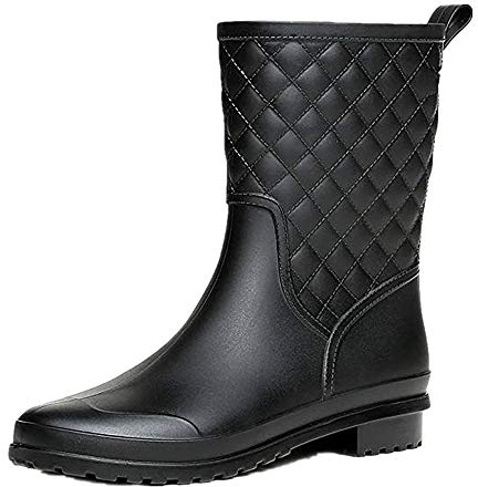 Stivali Gomma Donna Pioggia Bassi Lavoro Giardino Stivaletti Antiscivolo Wellington Boots Nero 36
