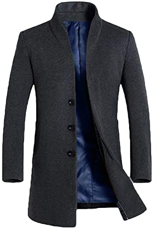 FTCayanz Uomo Cappotto Sottile Caloroso Monopetto Cappotti Invernale Cappotto Elegante Giacca a Vento Grigio L