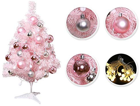 RB Petit sapin de Noël décoré de table avec boules Rose 0,6 m