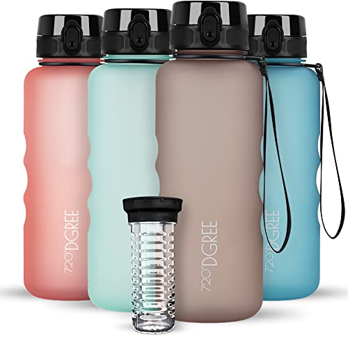 720°DGREE Gourde d'Eau 1,5l “uberBottle“ +Fruit-Infuseur, softTouch - Sans BPA, Anti-fuite - Bouteille XL - Water bottle, Bidon idéale pour Sport, Gym, Randonnée, Camping, Université, Voyage, Travail