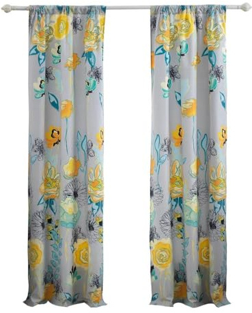 Greenland Home Watercolor Dream Curtains - Drapes - Lined Panel Pair with tiebacks - Set of 2 Panels - 84 L - Gray