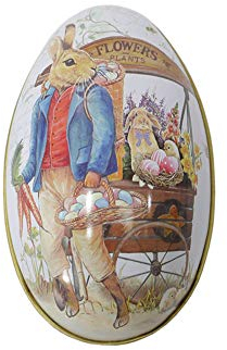 Treer Pâques Decoration Oeufs Pâques Décorés Mini Petits Boîte Bonbons de pour Les Cadeaux ?ufs de Peints Famille de Lapin Coquille d'étain (2. Chariot)