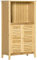 HOMCOM Badezimmerschrank Badschrank Standregal mit 2 Lamellentüren, offenem Regal, Bambus, Aufbewahrungsschrank Schrank für Badezimmer, Wohnzimmer 50 x 25,5 x 92cm Natur