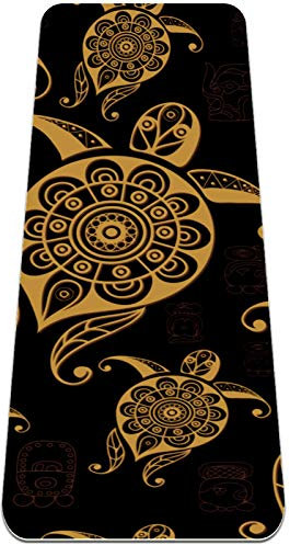 Eslifey Turtle Schildkröte Boho Yoga-Matte Dicke rutschfeste Yogamatten für Damen & Mädchen Trainingsmatte Weiche Pilates-Matten (182,9 x 61 cm, 1/4 Zoll dick)