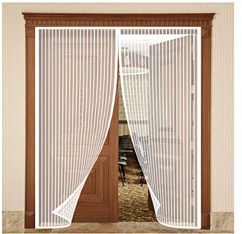 YZXCMHJ Magnet Fliegengitter Tür, Insektenschutz, Polyester, Weiß, 150x200cm, Türfliegengitter