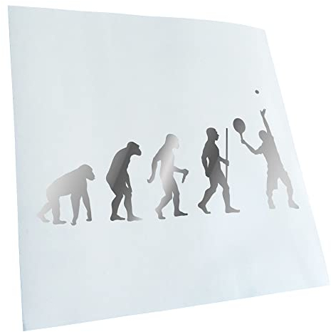 Kiwistar - Autoaufkleber - Tennisspieler Evolution - chrom - 40x20cm - Heckscheibe Auto Aufkleber wetterfest für Kfz LKW Mofa Truck - Sticker außen selbstklebend Tuning Zubehör für Fenster Fahrzeug