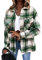 EFOFEI Damen Elegant Kariert Revers Outwear Mode Leichte Hemd Jacke Button-down Freizeit Blusenshirt Turnup Checked Hemd Grün M