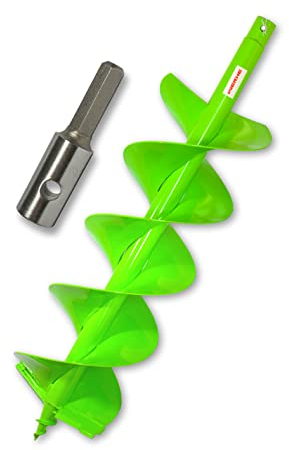 WERHE® Profi Bohrer Starker Stahl, Erdbohrer für bohrmaschine 200 mm Doppel-Welle extrem robust mit Hex Adapter - Pfahlbohrer Brunnenbohrer präzise Bohrspitze.