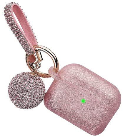PERSONALLY YOURZ protective Airpod Pro Case Complete with Glitter Diamond Ball & Rhinestone Giving A Luxury Look & Feel, Cute Airpods Pro Case Can Make The (Rose Gold)