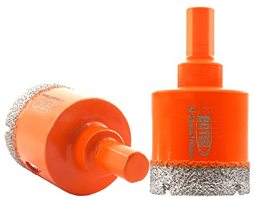 BGTEC Juego Brocas Diamante Seco - 2 piezas 35mm Corona de diamante soldada al vacío con mango triangular de 10mm para cerámica gres porcelánico mármol granito piedra artificial