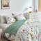 Tagesdecke 200x220 cm Baumwolle Weiss Blumen Bettüberwurf Bett Floral Bunt Stil Muster überdecke Steppdecke Quilt Gesteppt Sofaüberwurf Couch Vintage Schlafzimmer für Doppelbetten mit Kissenbezüge Set