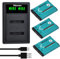 Lot de 3 batteries EN-EL19 1200 mAh, Hisewen double chargeur pour Nikon Coolpix W150 S33 S32 S100 S2500 S2800 S3200 S3500 S3600 S4100 S5200 S5300 S6500 S6500 S6600 600 S 6800 S6900 S7000, pour Sony