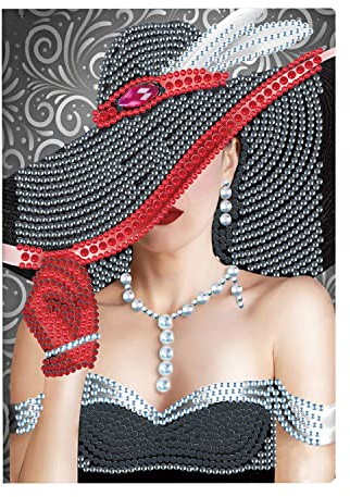 DCIDBEI DIY Blanko, A5, Diamantmalerei schreibheft, Diamond Painting Notizblock, Schulbedarf Geschenke zum Geburtstag, 50 Blatt, 100 Seiten, Damen Frau im schwarzen Abendkleid