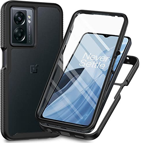 XINYEXIN Funda para OPPO A57 4G/5G / A57S 4G, OPPO A77 4G/5G, Protector de Pantalla Incorporado [360 Grados Antigolpes] Rugged Bumper Transparente Carcasa Case Cover - Negro