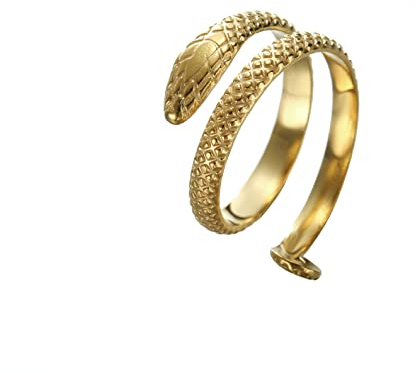 kkjoy Edelstahl Schlangen-Wickel-Fingerring Vintage Verstellbar Offene Finger Ringe Rocker Punk Gothic Schmuck für Damen Herren