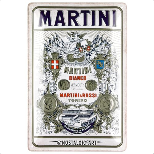 Nostalgic-Art Retro Blechschild, 20 x 30 cm, Martini – Bianco Vermouth Label – Geschenk-Idee als Bar-Zubehör, Original Lizenzprodukt (OLP), aus Metall, Vintage Design, Blechschilder Sprüche