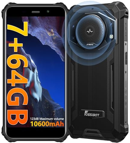 FOSSiBOT Rugged Smartphone 10600mAh Battery Smartphone Without Contract F101P, 3.5W Max Speaker, 24MP Camera, IP68 Robust Mobile Phone, Octa Core 7GB+64GB, Android 13, 5.45 Inch HD+, IP68 Waterproof