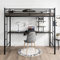 COSTWAY Letto a Soppalco in Metallo, Struttura del Letto Salvaspazio con 2 Scale e Scrivania, Letto a Doghe Ideale per Adolescenti e Adulti, 200x95x180,5 cm (Nero)